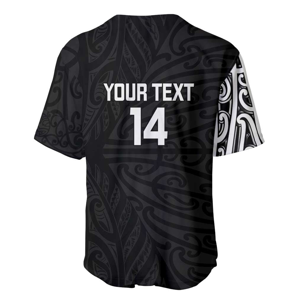 New Zealand Silver Fern Rugby Custom Baseball Jersey Maori Koru Go Black Fern LT14 - Polynesian Pride