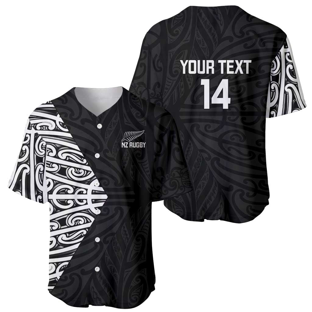 New Zealand Silver Fern Rugby Custom Baseball Jersey Maori Koru Go Black Fern LT14 - Polynesian Pride