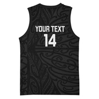 New Zealand Silver Fern Rugby Custom Basketball Jersey Maori Koru Go Black Fern - Polynesian Pride