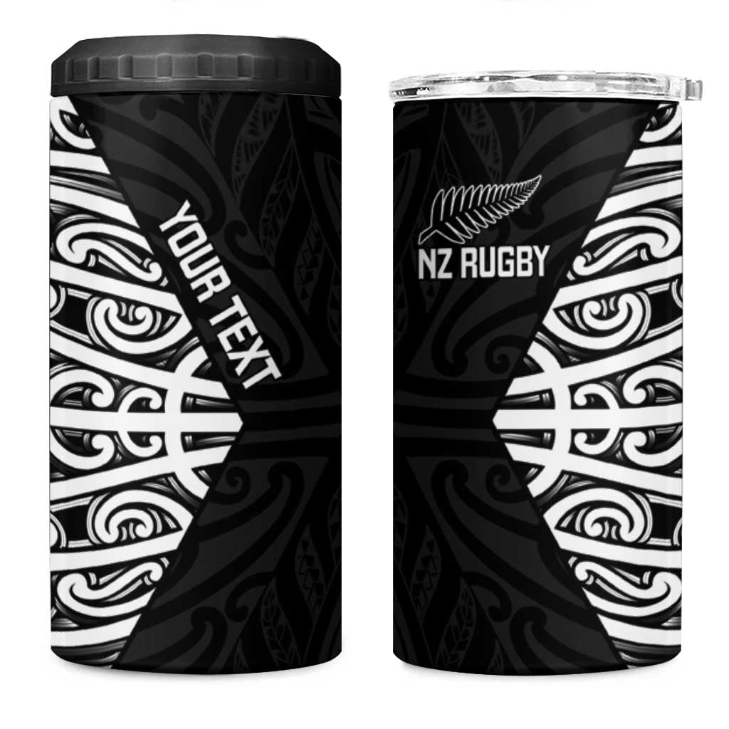 New Zealand Silver Fern Rugby Custom 4 in 1 Can Cooler Tumbler Maori Koru Go Black Fern LT14 One Size: 16 oz Black - Polynesian Pride
