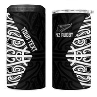 New Zealand Silver Fern Rugby Custom 4 in 1 Can Cooler Tumbler Maori Koru Go Black Fern LT14 One Size: 16 oz Black - Polynesian Pride