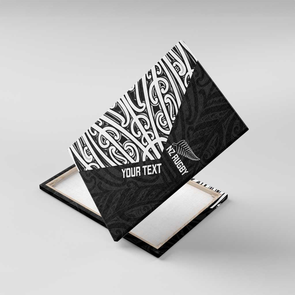 New Zealand Silver Fern Rugby Custom Canvas Wall Art Maori Koru Go Black Fern LT14 With Frame Black - Polynesian Pride