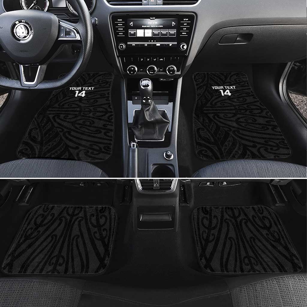 New Zealand Silver Fern Rugby Custom Car Mats Maori Koru Go Black Fern LT14 Set 4pcs Black - Polynesian Pride