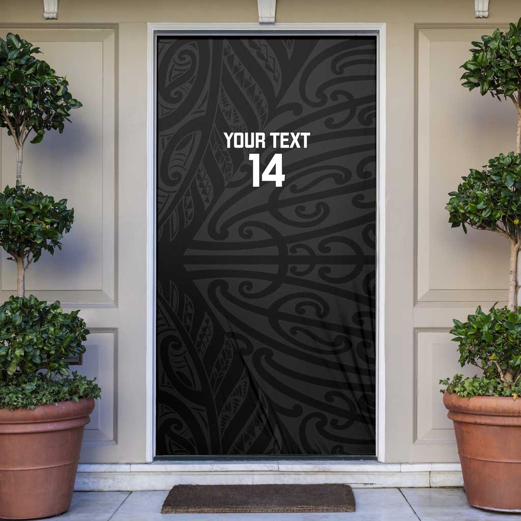 New Zealand Silver Fern Rugby Custom Door Cover Maori Koru Go Black Fern LT14 Black - Polynesian Pride