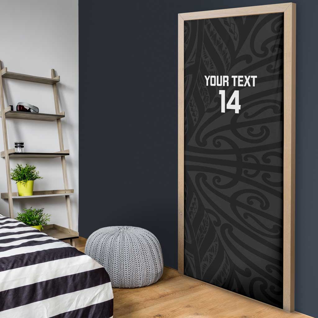 New Zealand Silver Fern Rugby Custom Door Cover Maori Koru Go Black Fern LT14 - Polynesian Pride