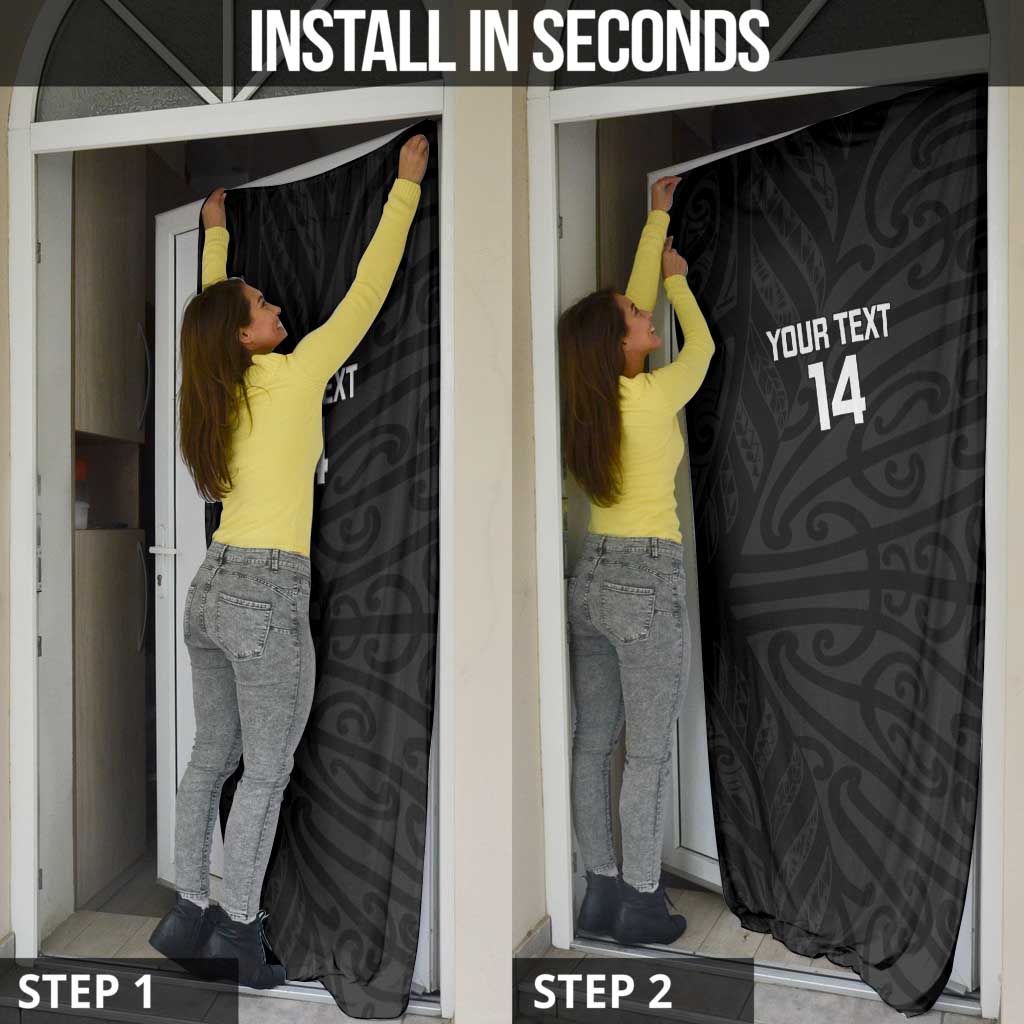 New Zealand Silver Fern Rugby Custom Door Cover Maori Koru Go Black Fern LT14 - Polynesian Pride