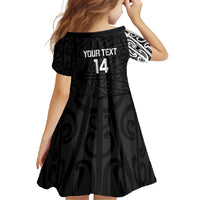 New Zealand Silver Fern Rugby Custom Family Matching Long Sleeve Bodycon Dress and Hawaiian Shirt Maori Koru Go Black Fern LT14 - Polynesian Pride