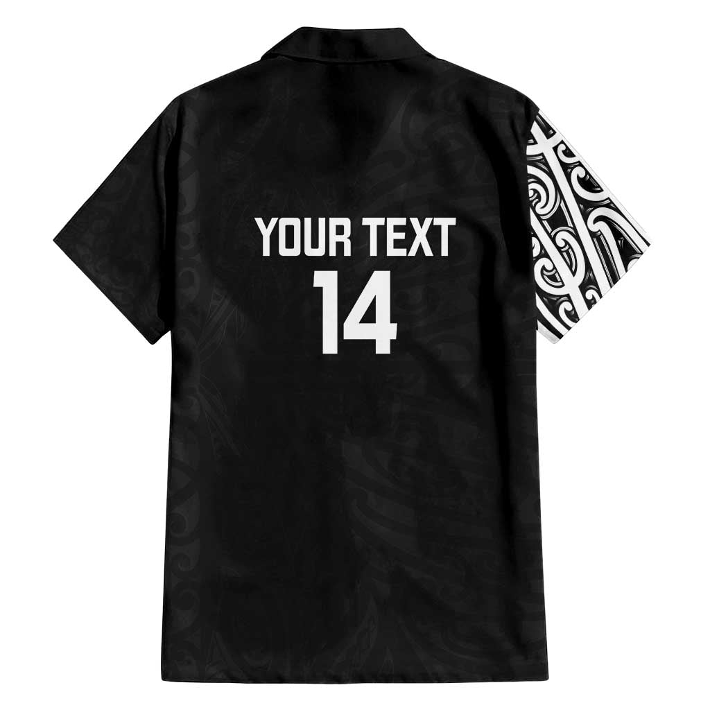 New Zealand Silver Fern Rugby Custom Family Matching Off Shoulder Short Dress and Hawaiian Shirt Maori Koru Go Black Fern LT14 - Polynesian Pride