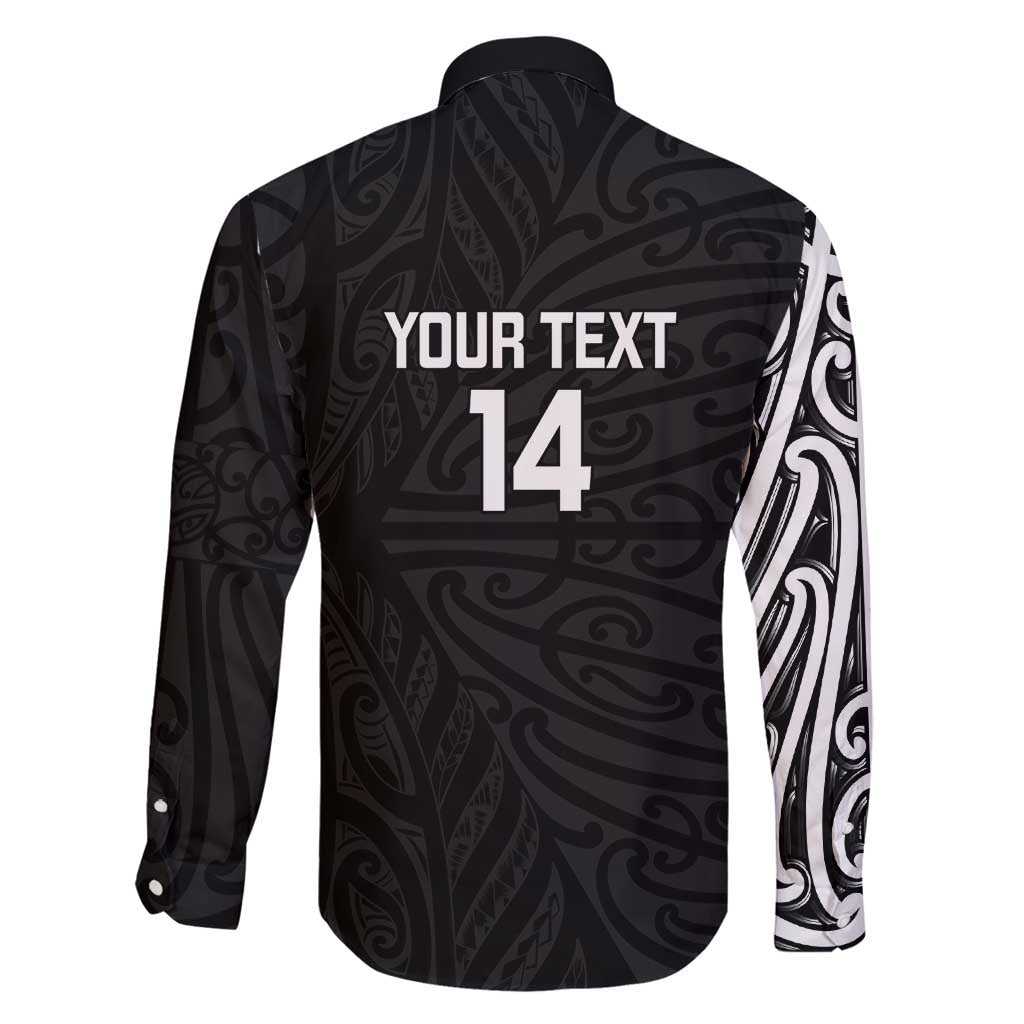 New Zealand Silver Fern Rugby Custom Family Matching Off Shoulder Short Dress and Hawaiian Shirt Maori Koru Go Black Fern LT14 - Polynesian Pride