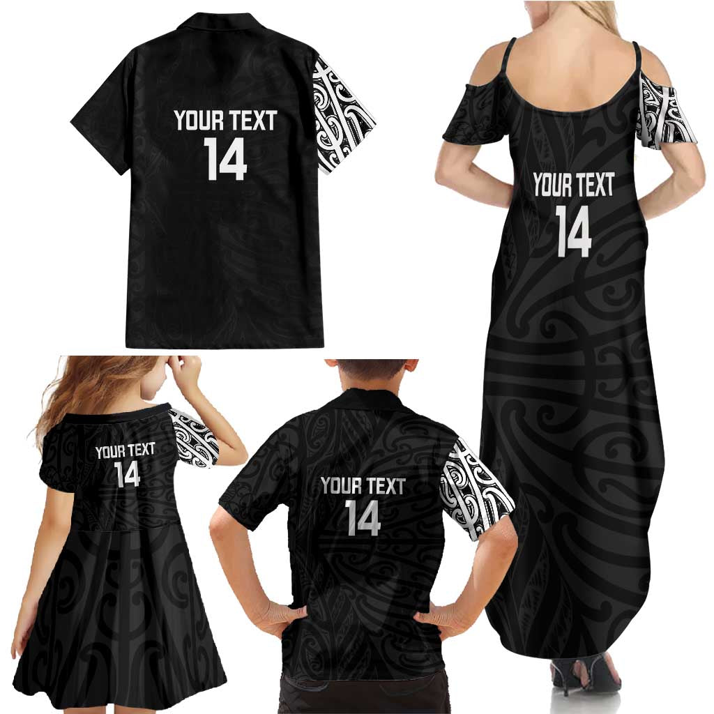 New Zealand Silver Fern Rugby Custom Family Matching Summer Maxi Dress and Hawaiian Shirt Maori Koru Go Black Fern LT14 - Polynesian Pride