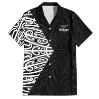 New Zealand Silver Fern Rugby Custom Family Matching Tank Maxi Dress and Hawaiian Shirt Maori Koru Go Black Fern LT14 Dad's Shirt - Short Sleeve Black - Polynesian Pride