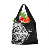 New Zealand Silver Fern Rugby Custom Grocery Bag Maori Koru Go Black Fern LT14 1-pack One Size Black - Polynesian Pride