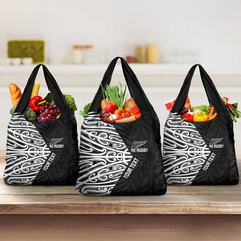 New Zealand Silver Fern Rugby Custom Grocery Bag Maori Koru Go Black Fern LT14 3-pack One Size Black - Polynesian Pride