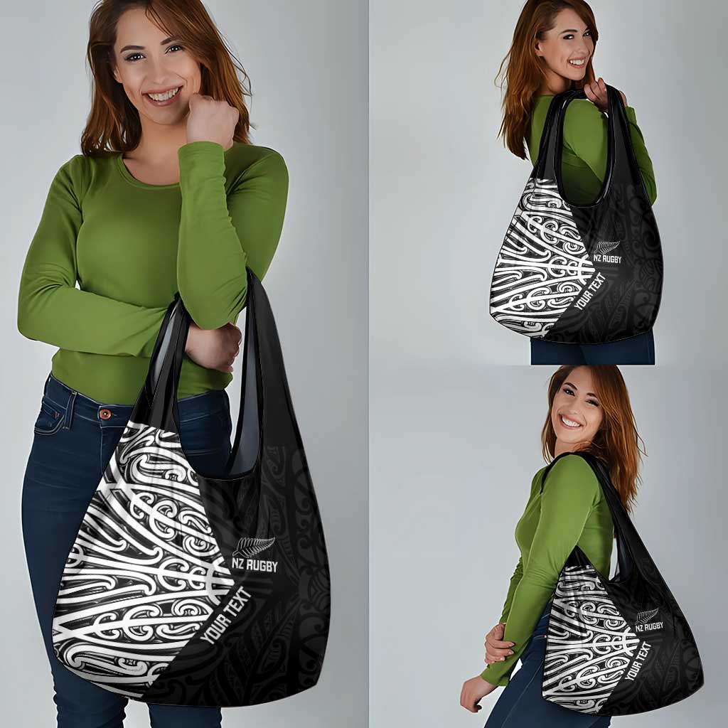 New Zealand Silver Fern Rugby Custom Grocery Bag Maori Koru Go Black Fern LT14 - Polynesian Pride