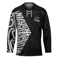 New Zealand Silver Fern Rugby Custom Hockey Jersey Maori Koru Go Black Fern LT14 Unisex Black - Polynesian Pride