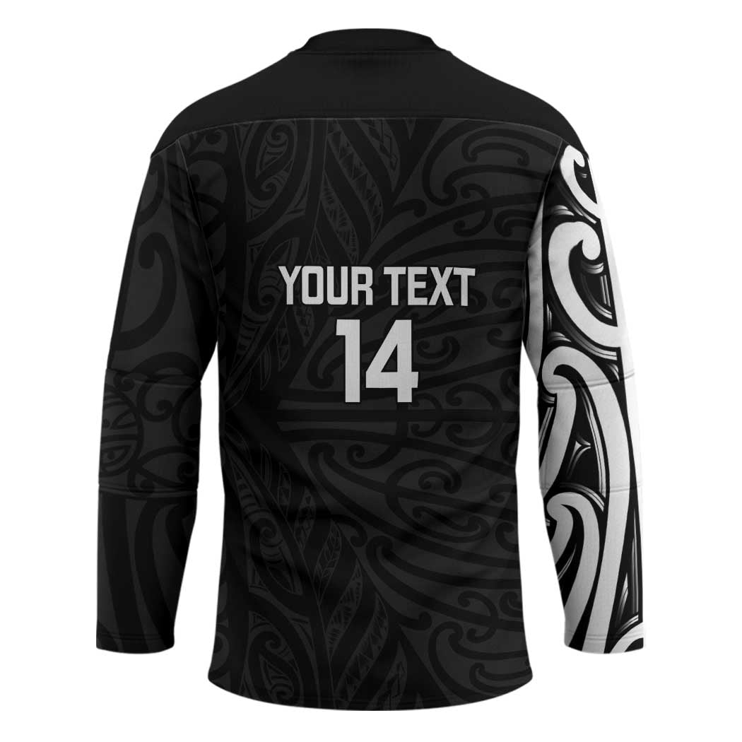New Zealand Silver Fern Rugby Custom Hockey Jersey Maori Koru Go Black Fern LT14 - Polynesian Pride
