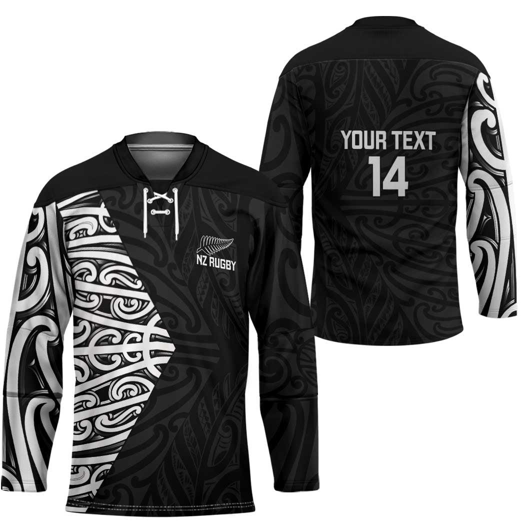New Zealand Silver Fern Rugby Custom Hockey Jersey Maori Koru Go Black Fern LT14 - Polynesian Pride