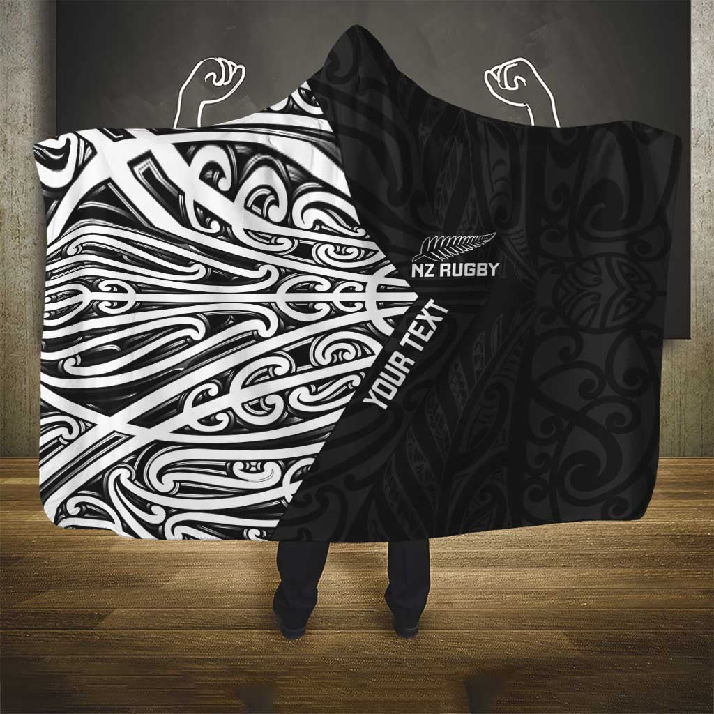 New Zealand Silver Fern Rugby Custom Hooded Blanket Maori Koru Go Black Fern LT14 - Polynesian Pride