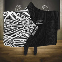 New Zealand Silver Fern Rugby Custom Hooded Blanket Maori Koru Go Black Fern LT14 - Polynesian Pride