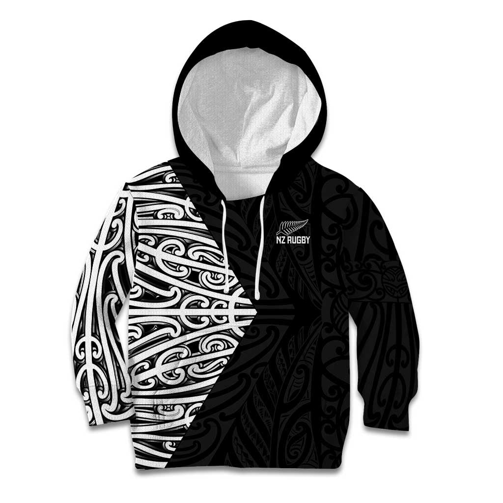 New Zealand Silver Fern Rugby Custom Kid Hoodie Maori Koru Go Black Fern LT14 Hoodie Black - Polynesian Pride