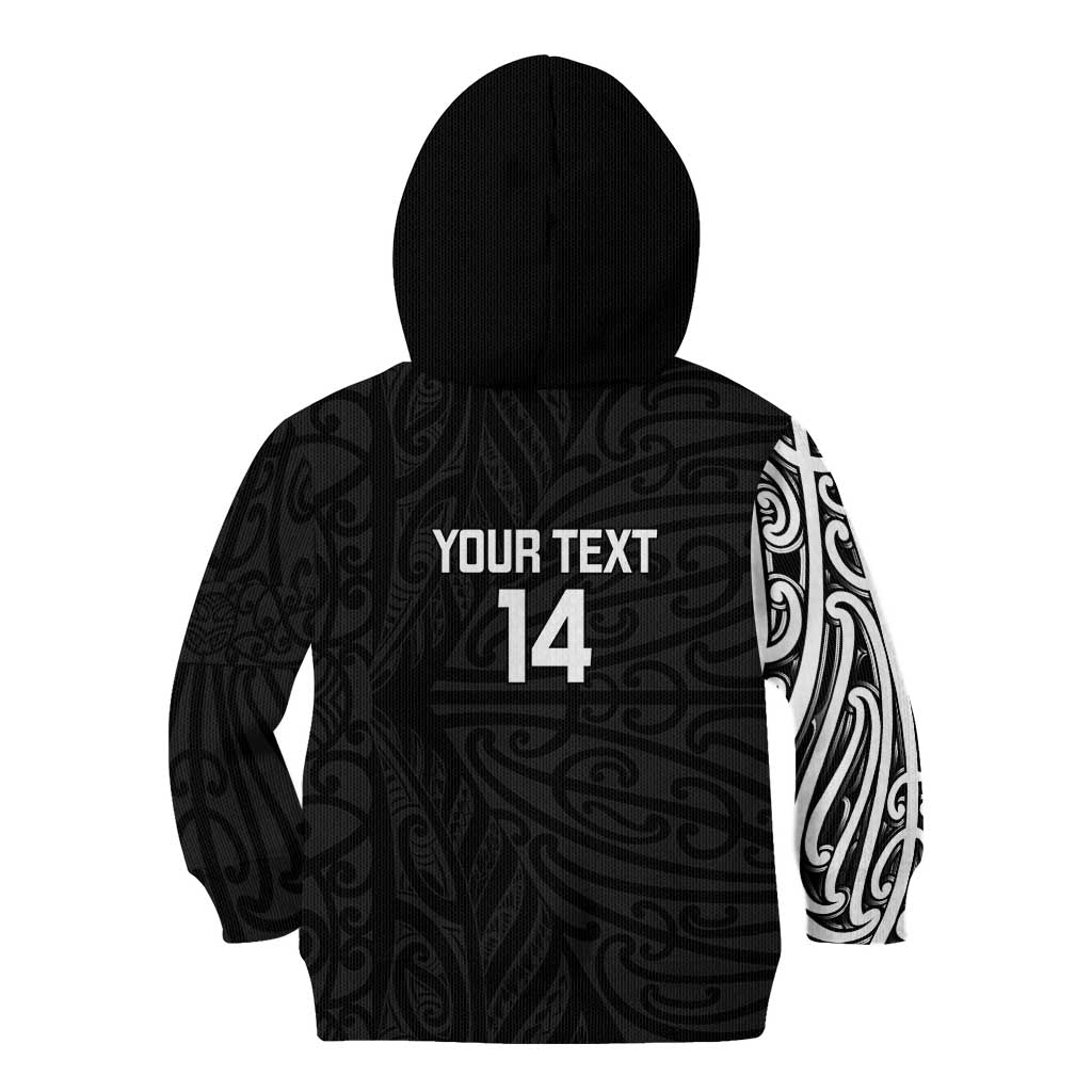 New Zealand Silver Fern Rugby Custom Kid Hoodie Maori Koru Go Black Fern LT14 - Polynesian Pride