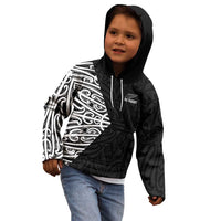New Zealand Silver Fern Rugby Custom Kid Hoodie Maori Koru Go Black Fern LT14 - Polynesian Pride