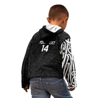 New Zealand Silver Fern Rugby Custom Kid Hoodie Maori Koru Go Black Fern LT14 - Polynesian Pride
