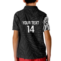 New Zealand Silver Fern Rugby Custom Kid Polo Shirt Maori Koru Go Black Fern LT14 - Polynesian Pride