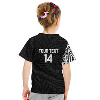 New Zealand Silver Fern Rugby Custom Kid T Shirt Maori Koru Go Black Fern LT14 - Polynesian Pride