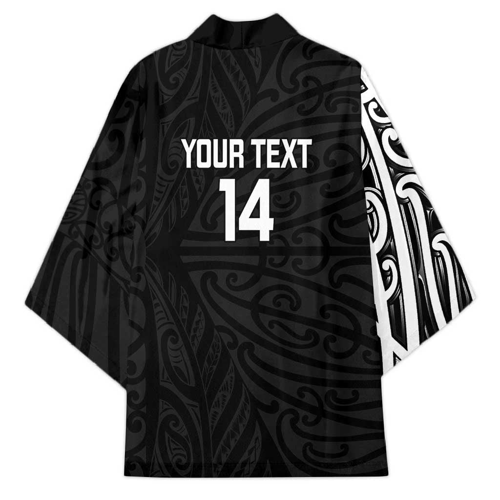 New Zealand Silver Fern Rugby Custom Kimono Maori Koru Go Black Fern LT14 - Polynesian Pride