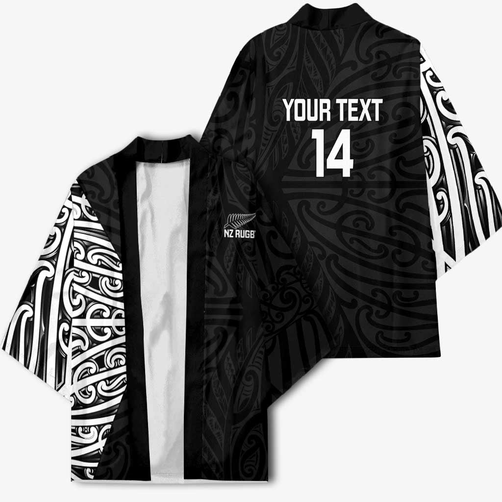 New Zealand Silver Fern Rugby Custom Kimono Maori Koru Go Black Fern LT14 - Polynesian Pride