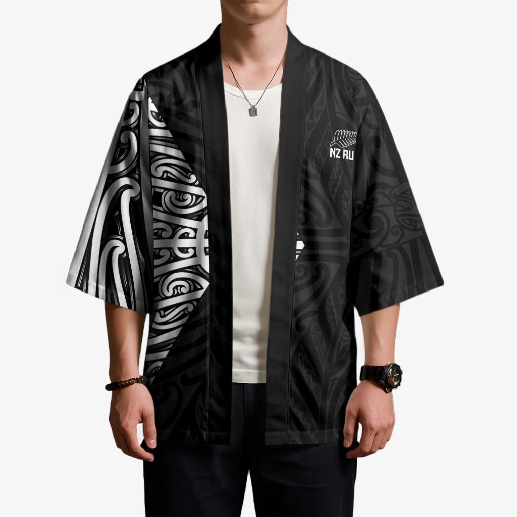 New Zealand Silver Fern Rugby Custom Kimono Maori Koru Go Black Fern LT14 - Polynesian Pride