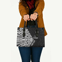 New Zealand Silver Fern Rugby Custom Leather Bag Maori Koru Go Black Fern LT14 Black - Polynesian Pride