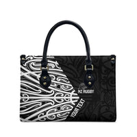 New Zealand Silver Fern Rugby Custom Leather Bag Maori Koru Go Black Fern LT14 - Polynesian Pride