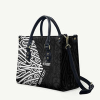 New Zealand Silver Fern Rugby Custom Leather Bag Maori Koru Go Black Fern LT14 - Polynesian Pride