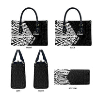 New Zealand Silver Fern Rugby Custom Leather Bag Maori Koru Go Black Fern LT14 - Polynesian Pride
