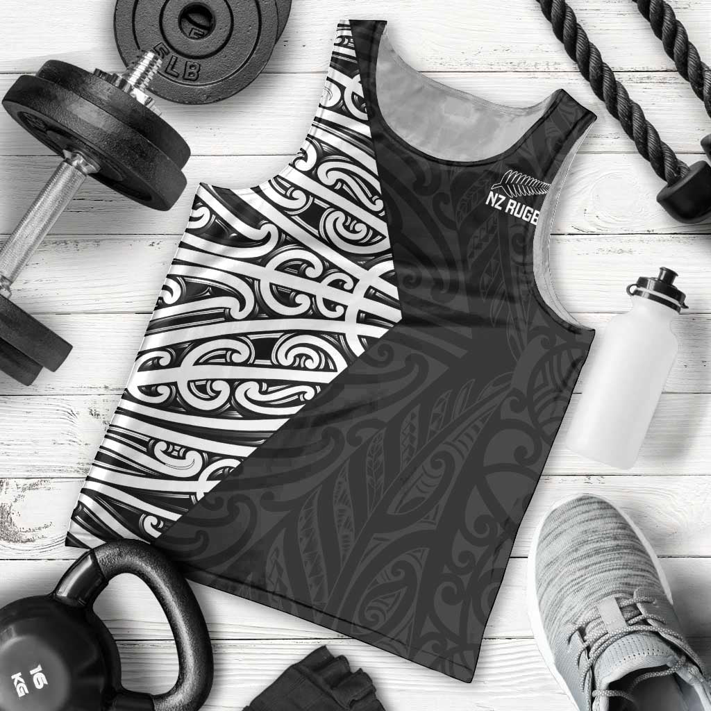 New Zealand Silver Fern Rugby Custom Men Tank Top Maori Koru Go Black Fern LT14 - Polynesian Pride