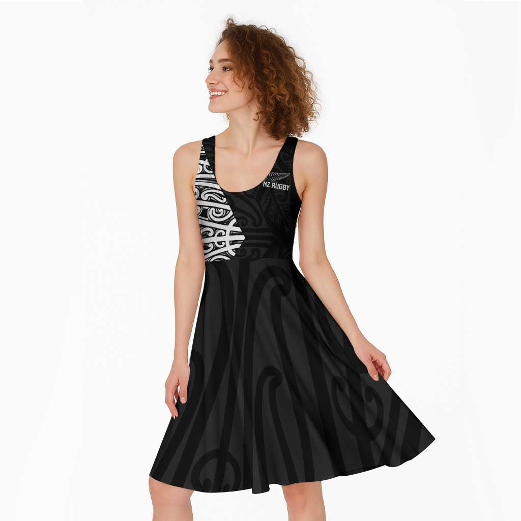 New Zealand Silver Fern Rugby Custom Midi Dress Maori Koru Go Black Fern LT14 - Polynesian Pride