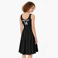 New Zealand Silver Fern Rugby Custom Midi Dress Maori Koru Go Black Fern LT14 - Polynesian Pride