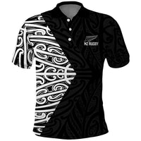 New Zealand Silver Fern Rugby Custom Polo Shirt Maori Koru Go Black Fern LT14 Black - Polynesian Pride