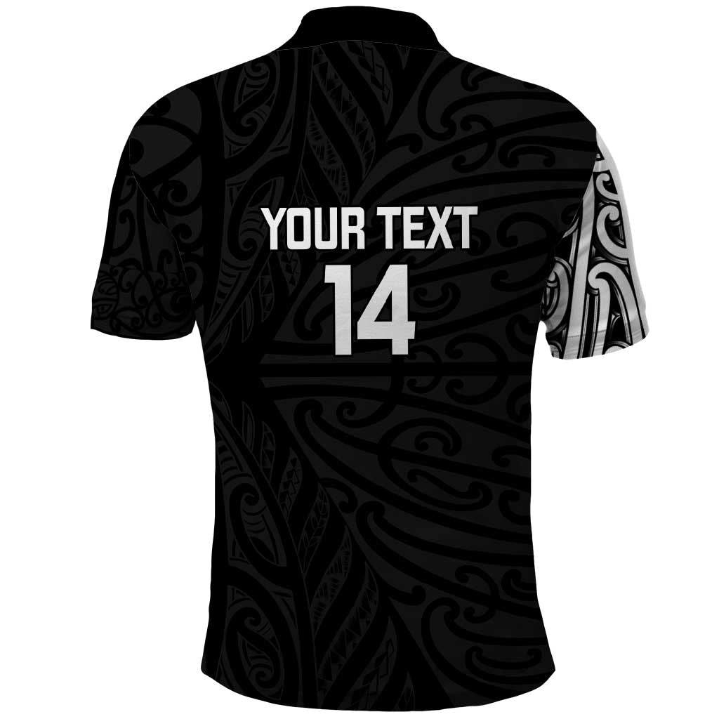 New Zealand Silver Fern Rugby Custom Polo Shirt Maori Koru Go Black Fern LT14 - Polynesian Pride