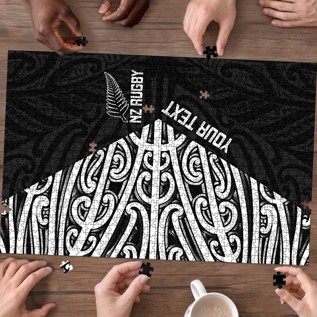 New Zealand Silver Fern Rugby Custom Puzzle Maori Koru Go Black Fern - Polynesian Pride