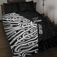 New Zealand Silver Fern Rugby Custom Quilt Bed Set Maori Koru Go Black Fern LT14 Black - Polynesian Pride