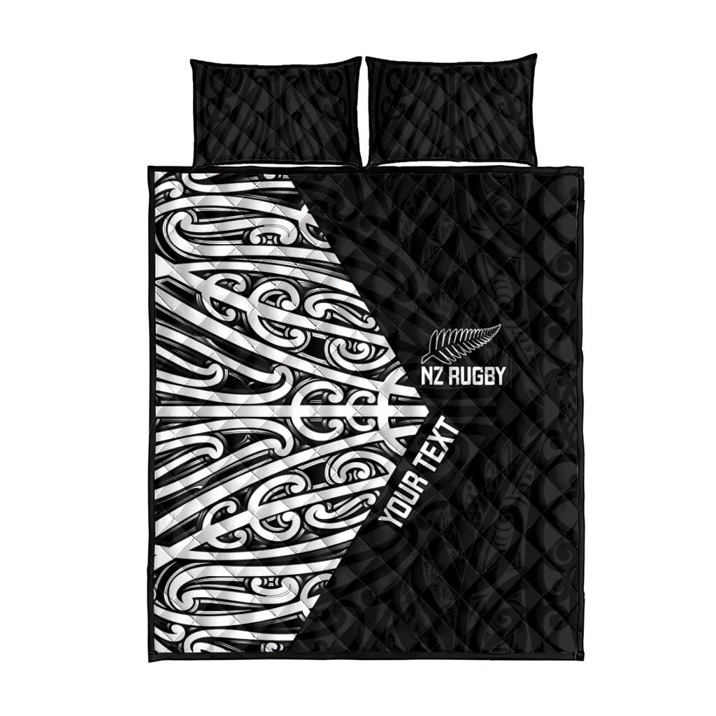 New Zealand Silver Fern Rugby Custom Quilt Bed Set Maori Koru Go Black Fern LT14 - Polynesian Pride