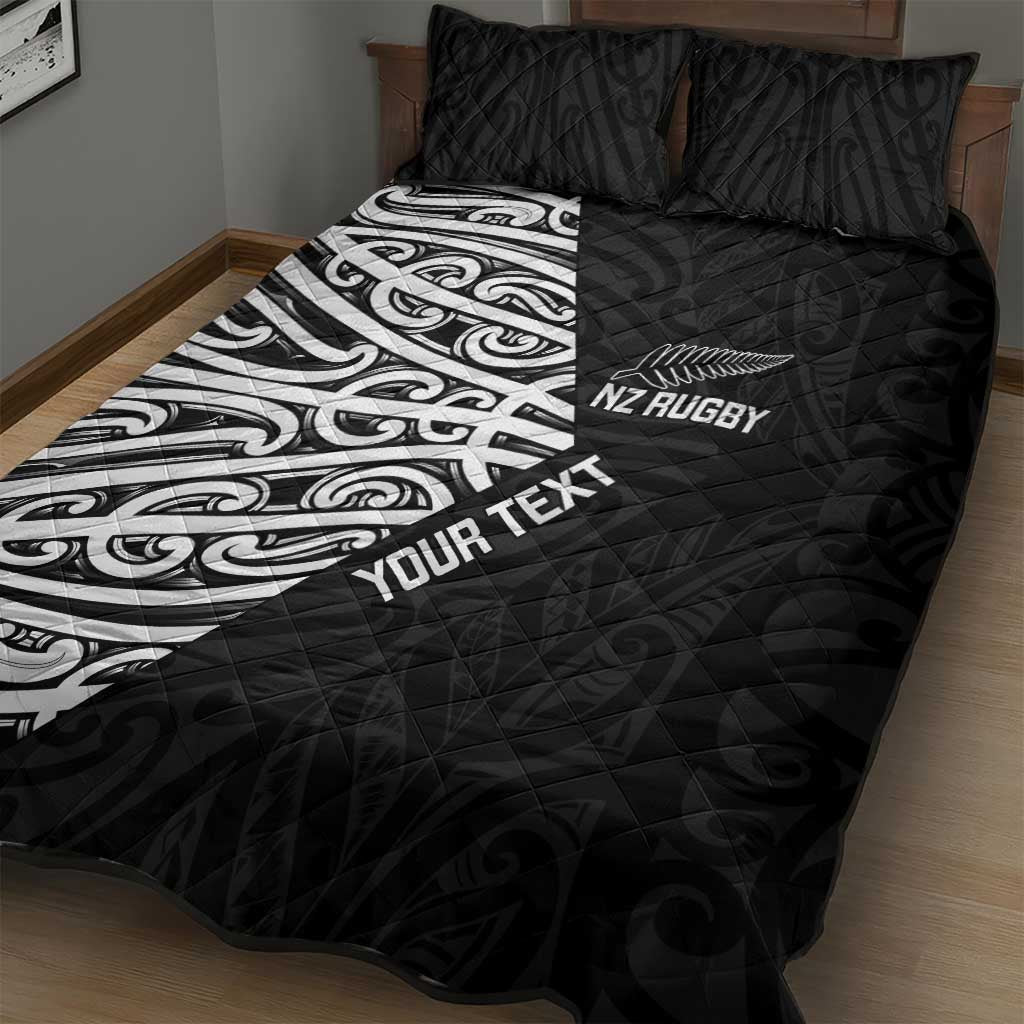 New Zealand Silver Fern Rugby Custom Quilt Bed Set Maori Koru Go Black Fern LT14 - Polynesian Pride