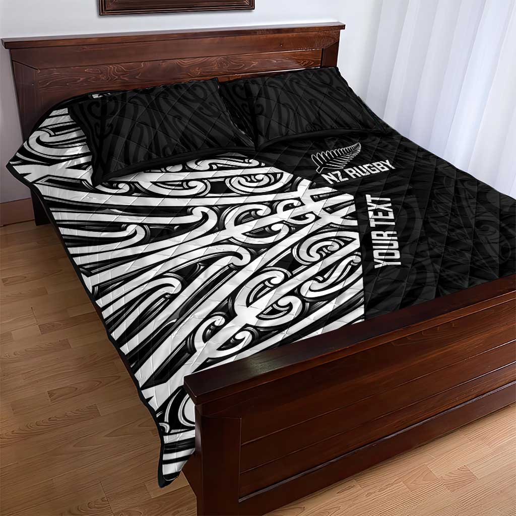 New Zealand Silver Fern Rugby Custom Quilt Bed Set Maori Koru Go Black Fern LT14 - Polynesian Pride