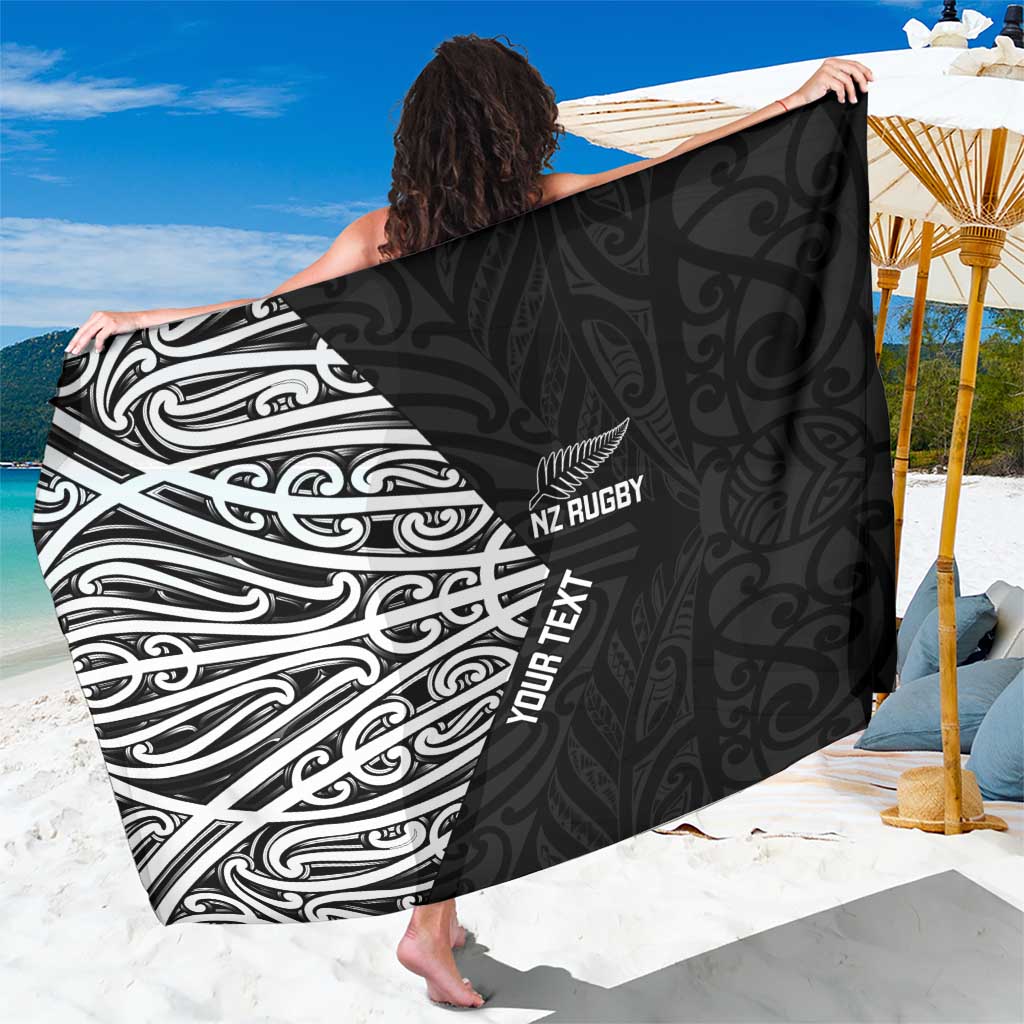 New Zealand Silver Fern Rugby Custom Sarong Maori Koru Go Black Fern LT14 One Size 44 x 66 inches Black - Polynesian Pride