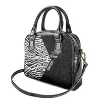 New Zealand Silver Fern Rugby Custom Shoulder Handbag Maori Koru Go Black Fern LT14 - Polynesian Pride