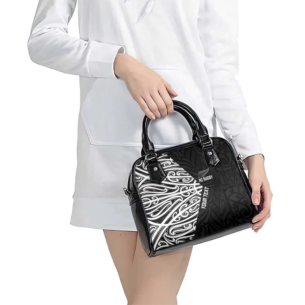 New Zealand Silver Fern Rugby Custom Shoulder Handbag Maori Koru Go Black Fern LT14 - Polynesian Pride