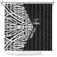 New Zealand Silver Fern Rugby Custom Shower Curtain Maori Koru Go Black Fern LT14 Black - Polynesian Pride